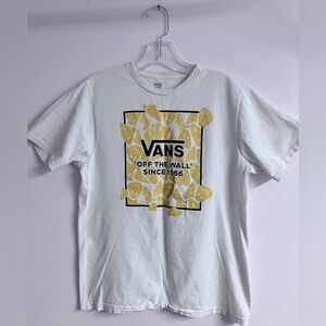 Vans “Off The Wall” Youth XL Short Sleeve T Shirt, White//Orange, Grunge